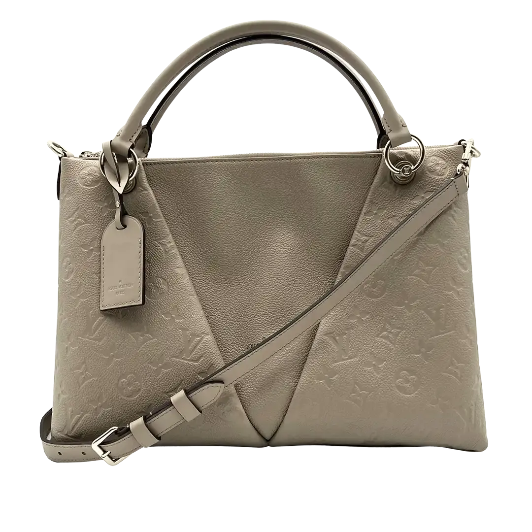 Louis Vuitton V Tote MM Monogram Tourterelle Empreinte Leder grau / neuwertig Louis Vuitton