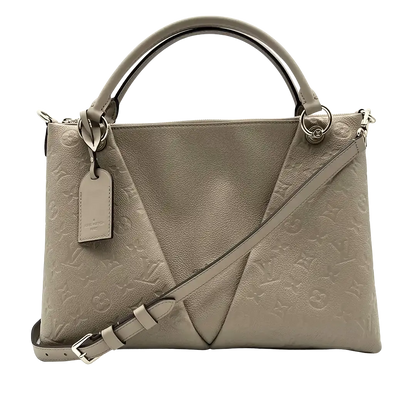 Louis Vuitton V Tote MM Monogram Tourterelle Empreinte Leder grau / neuwertig Louis Vuitton