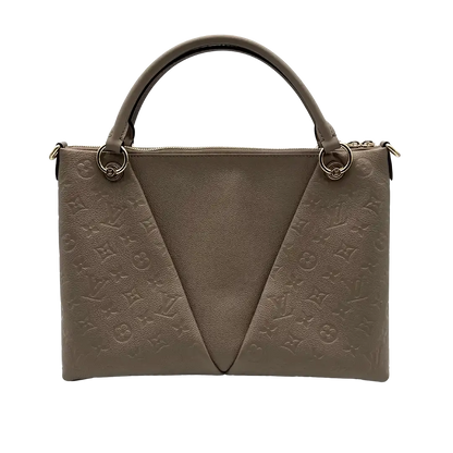 Louis Vuitton V Tote MM Monogram Tourterelle Empreinte Leder grau / neuwertig Louis Vuitton