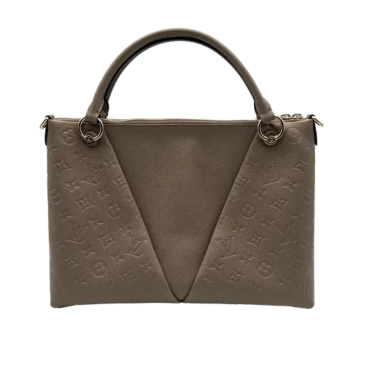 Louis Vuitton V Tote MM Monogram Tourterelle Empreinte Leder grau / neuwertig Louis Vuitton