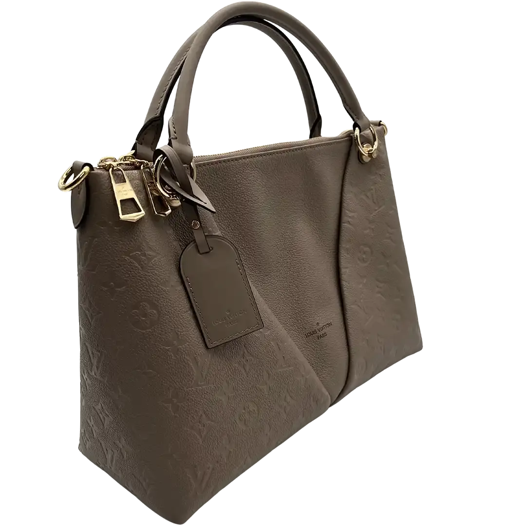 Louis Vuitton V Tote MM Monogram Tourterelle Empreinte Leder grau / neuwertig Louis Vuitton