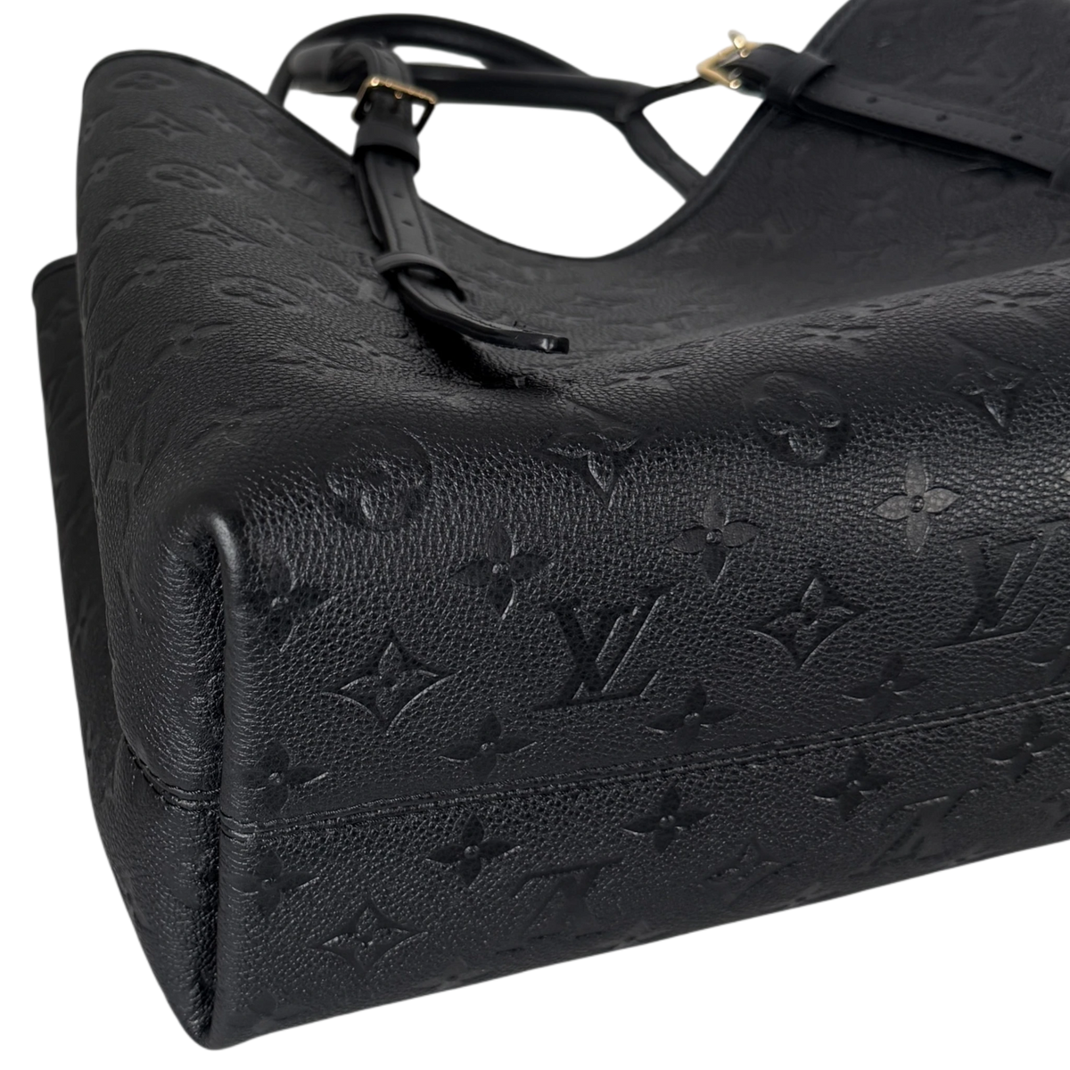 Louis Vuitton Babylone Tote MM, Detail Ecke und Henkelschnalle goldfarben