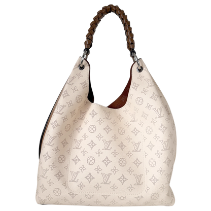 Louis Vuitton Carmel Hobo Mahina Leder Crème Beige Silber – Ansicht 3