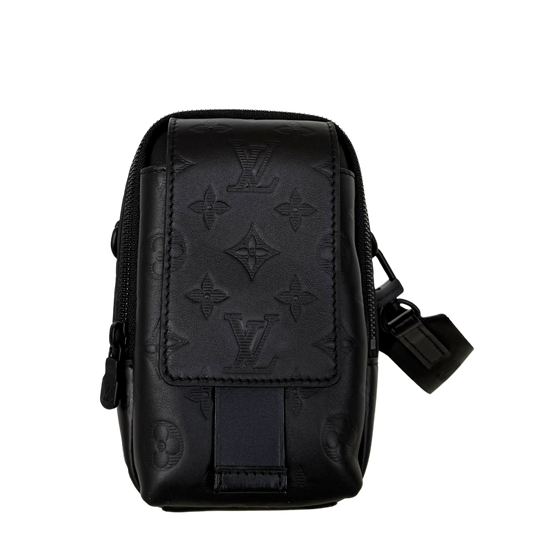 Louis Vuitton Double Phone Pouch NM Monogram Shadow M81323 Schwarz Fullset / neuwertig Handtasche