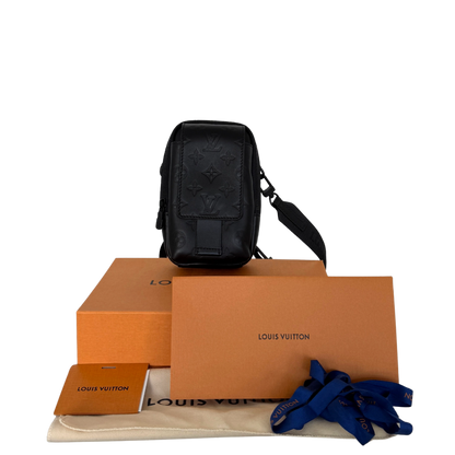 Louis Vuitton Double Phone Pouch NM Monogram Shadow M81323 Schwarz Fullset / neuwertig Handtasche