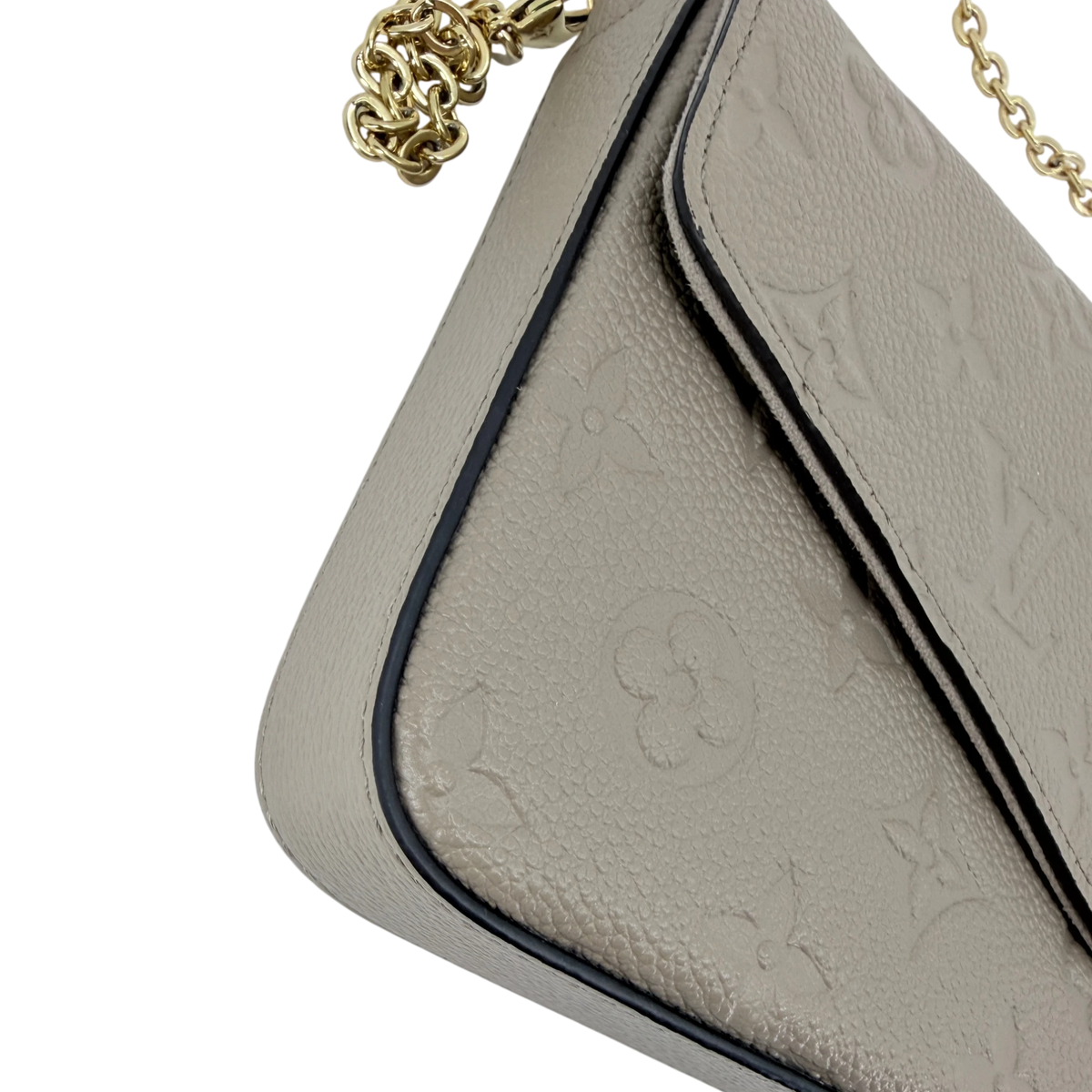 Louis Vuitton Félicie Pochette Monogram Empreinte Tourterelle Gold