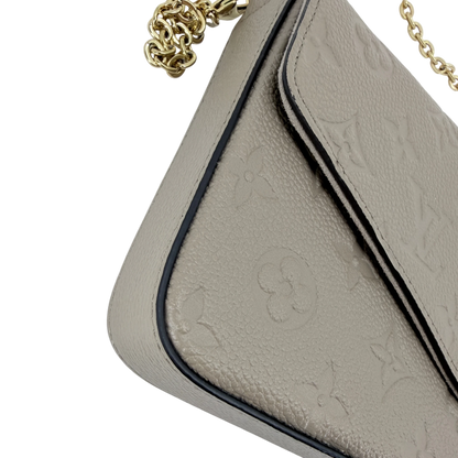 Louis Vuitton Félicie Pochette Monogram Empreinte Tourterelle Gold