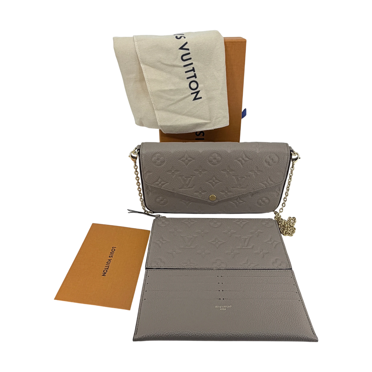 Louis Vuitton Félicie Pochette Monogram Empreinte Tourterelle Gold
