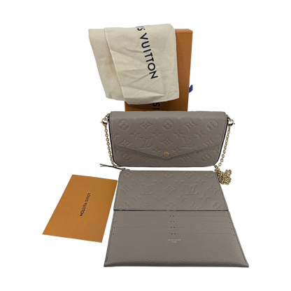 Louis Vuitton Félicie Pochette Monogram Empreinte Tourterelle Gold