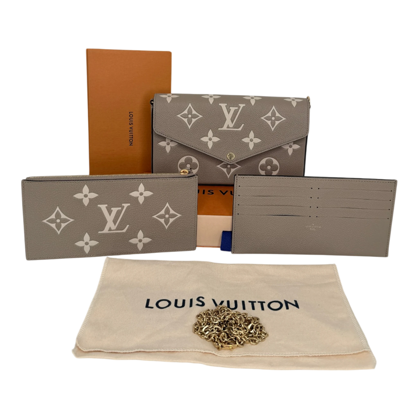 Louis Vuitton Félicie Pochette Empreinte Tourterelle Creme M69977 Louis Vuitton