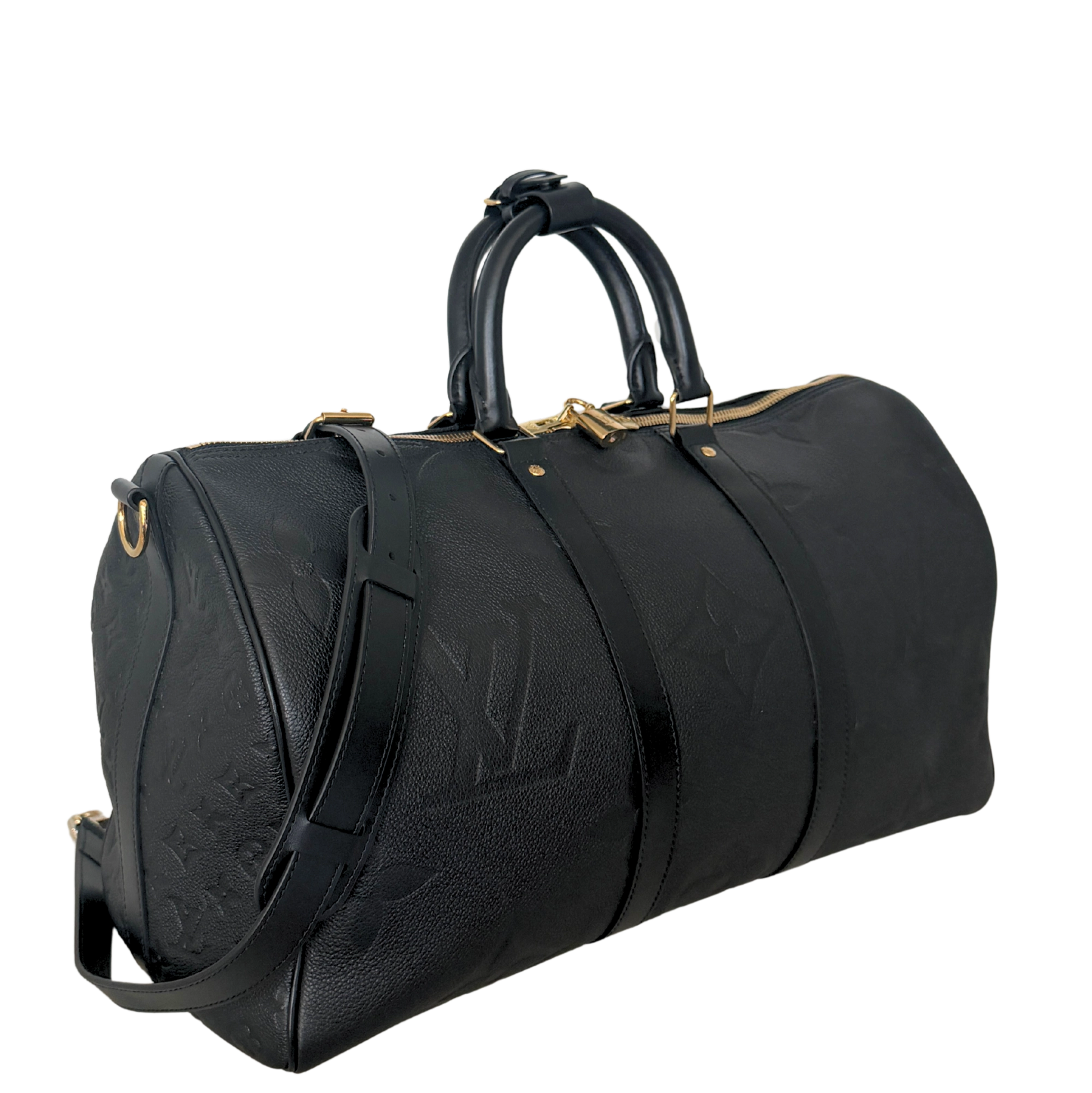 Louis Vuitton Keepall 45 Bandouliere Empreinte Giant Leder schwarz / neuwertig Louis Vuitton