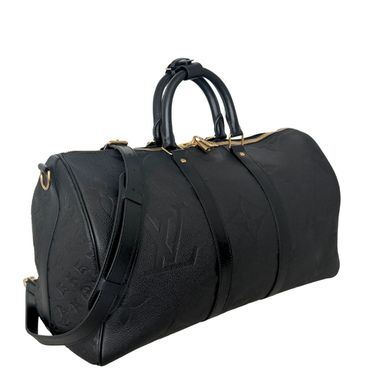 Louis Vuitton Keepall 45 Bandouliere Empreinte Giant Leder schwarz / neuwertig Louis Vuitton