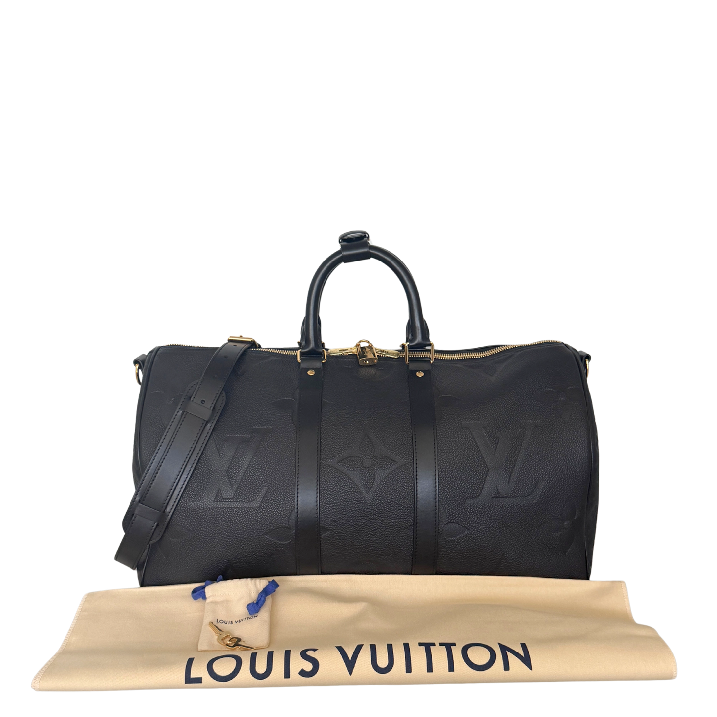 Louis Vuitton Keepall 45 Bandouliere Empreinte Giant Leder schwarz / neuwertig Louis Vuitton