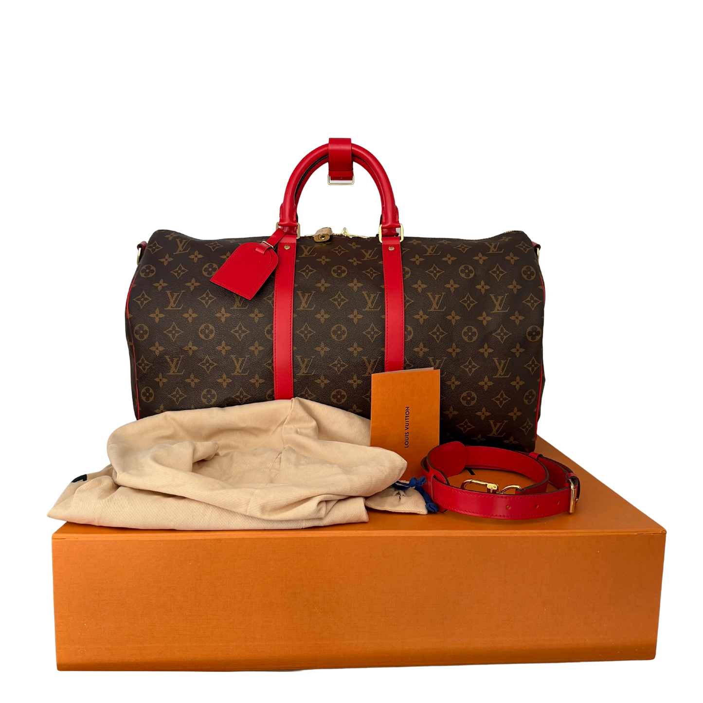 Louis Vuitton Keepall 50 Bandouliere Monogram Coquelicot rot Fullset / neuwertig Louis Vuitton