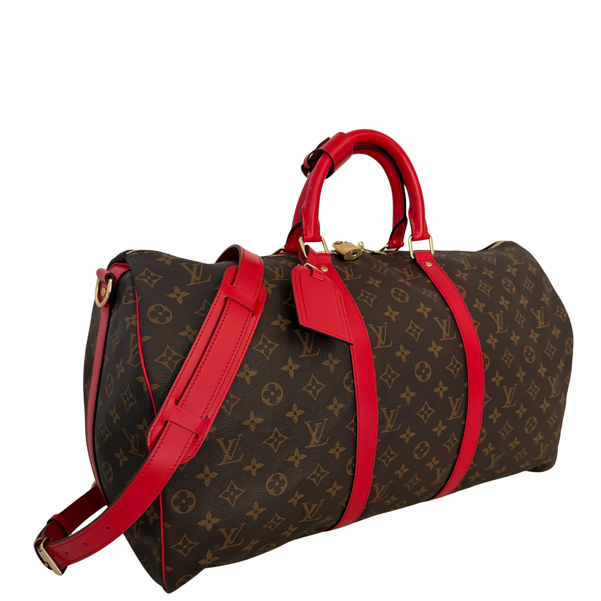 Louis Vuitton Keepall 50 Bandouliere Monogram Coquelicot rot Fullset / neuwertig Louis Vuitton