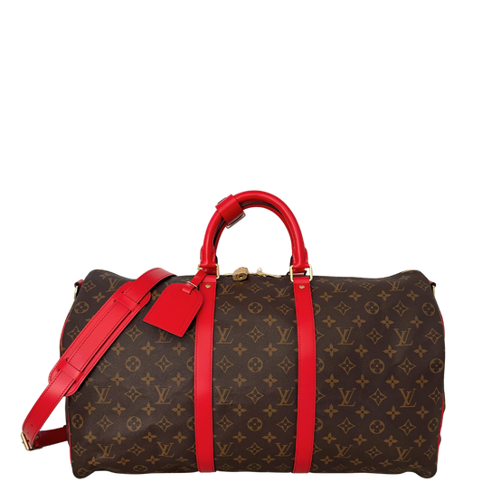 Louis Vuitton Keepall 50 Bandouliere Monogram Coquelicot rot Fullset / neuwertig Louis Vuitton
