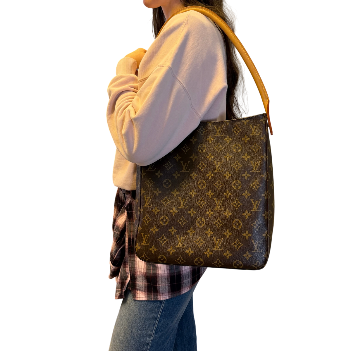 Louis Vuitton Looping GM Schultertasche Monogram Canvas Braun Gold