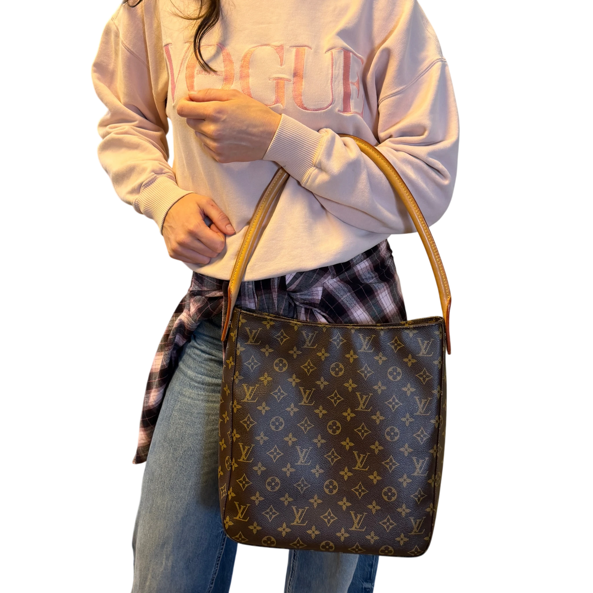 Louis Vuitton Looping GM Schultertasche Monogram Canvas Braun Gold