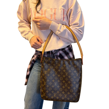 Louis Vuitton Looping GM Schultertasche Monogram Canvas Braun Gold