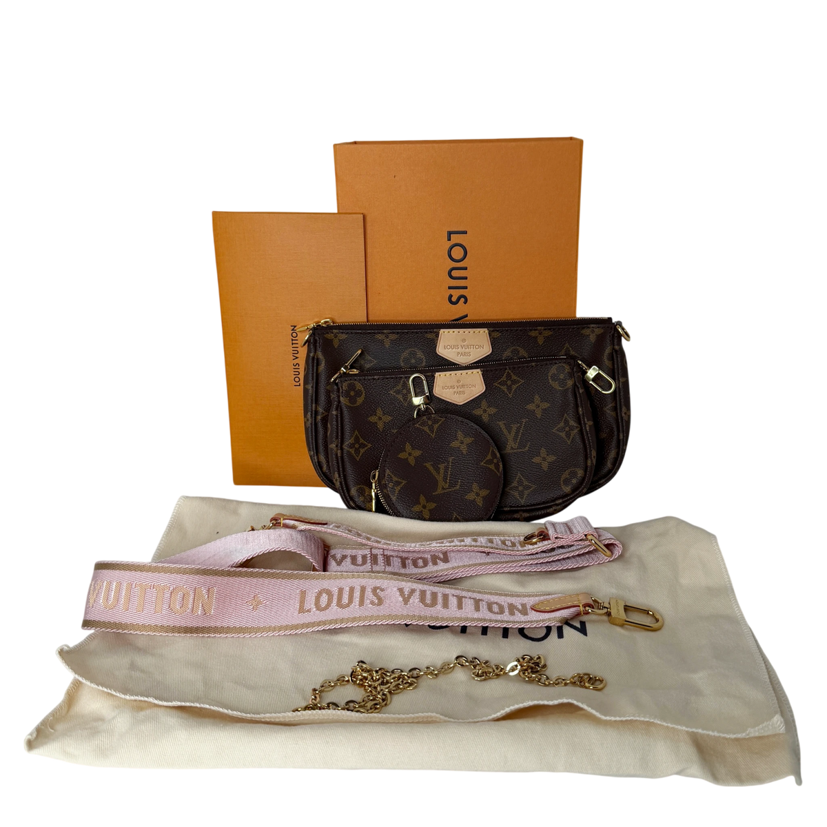 Louis Vuitton Multi Pochette Accessoires Monogram Rose Clair Gold Louis Vuitton