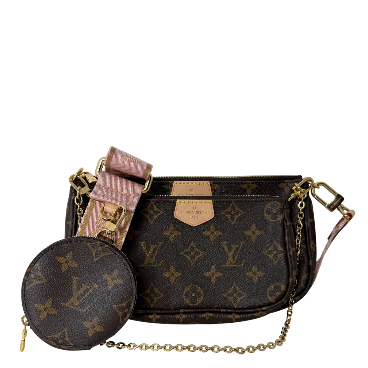Louis Vuitton Multi Pochette Accessoires Monogram Rose Clair Gold Louis Vuitton