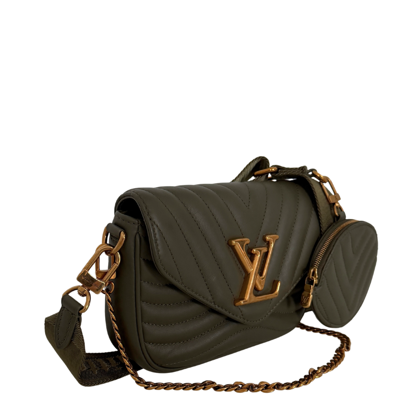 Louis Vuitton New Wave Multi Pochette Leder khaki / neuwertig Louis Vuitton