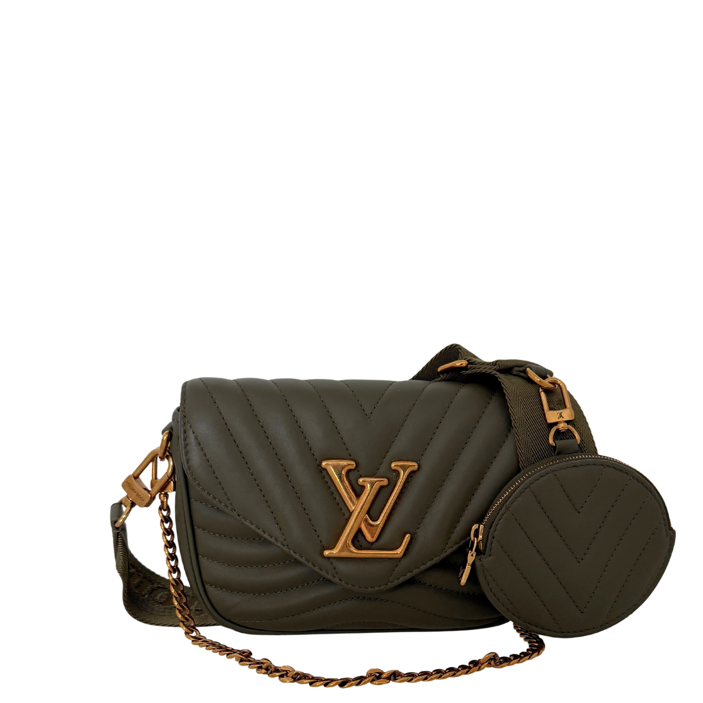 Louis Vuitton New Wave Multi Pochette Leder khaki / neuwertig Louis Vuitton