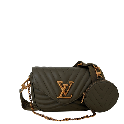 Louis Vuitton New Wave Multi Pochette Leder khaki / neuwertig Louis Vuitton