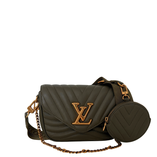 Louis Vuitton New Wave Multi Pochette Leder khaki / neuwertig Louis Vuitton