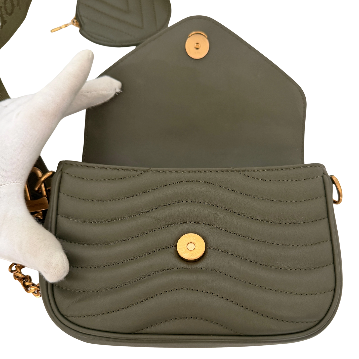 Louis Vuitton New Wave Multi Pochette Leder khaki / neuwertig Louis Vuitton