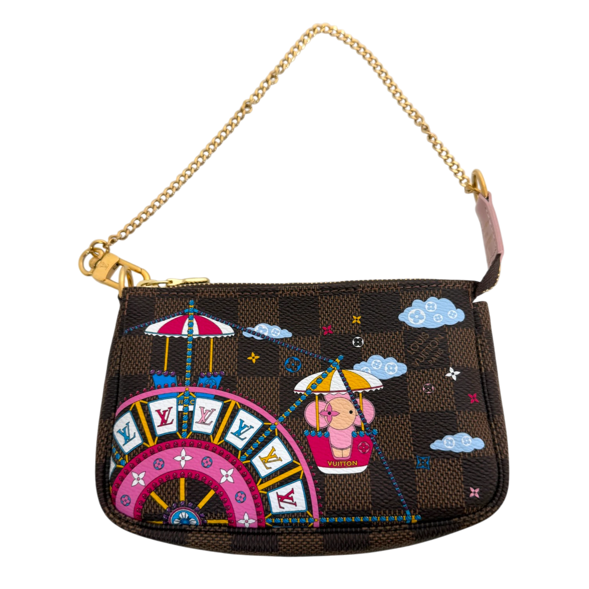 Louis Vuitton Pochette Accessoires Limited Edition Vivienne Xmas Damier Mini Clutch Louis Vuitton