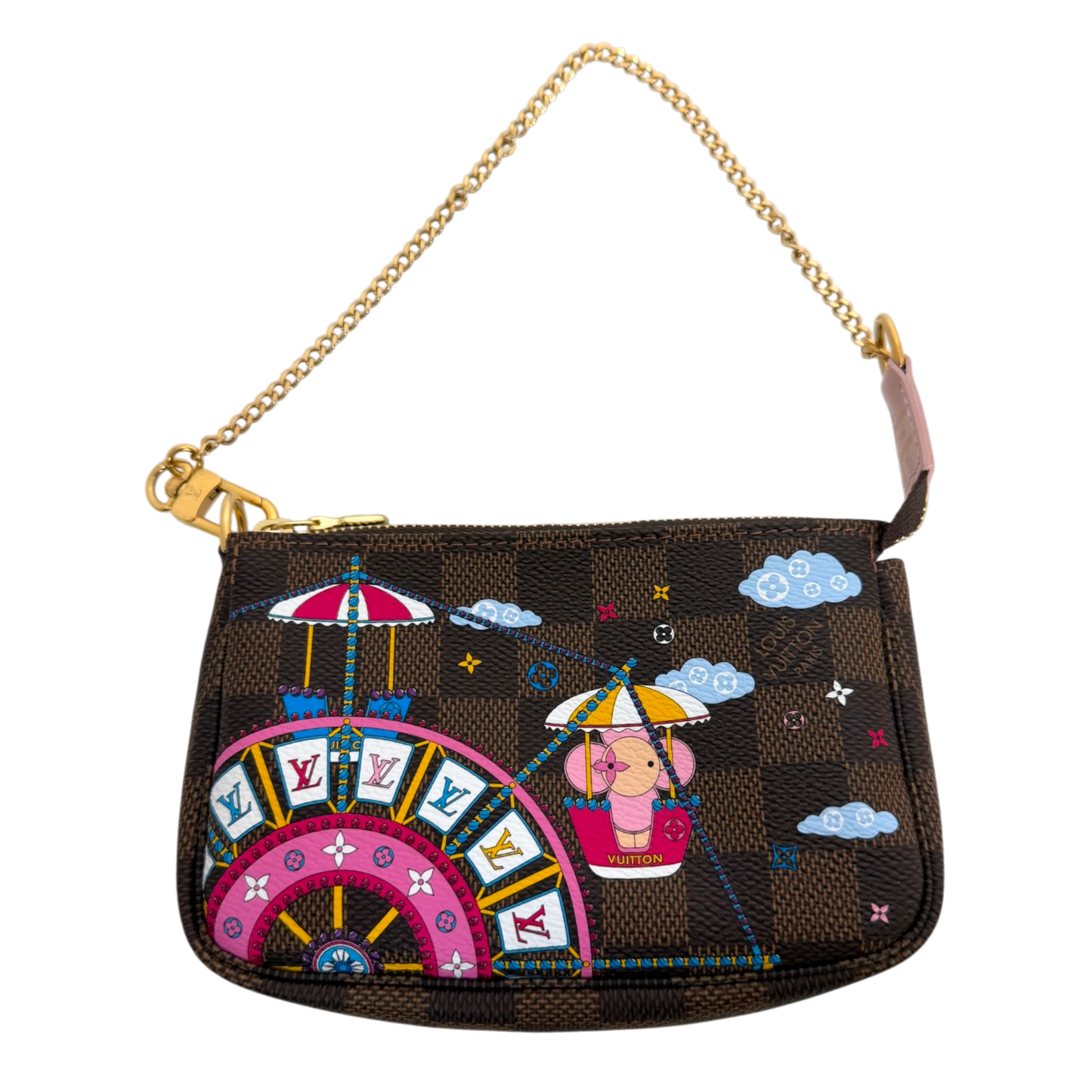 Louis Vuitton Pochette Accessoires Limited Edition Vivienne Xmas Damier Mini Clutch Louis Vuitton