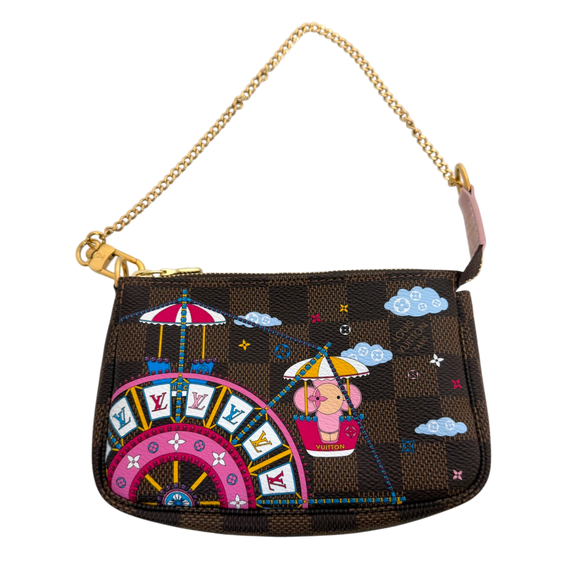 Louis Vuitton Pochette Accessoires Limited Edition Vivienne Xmas Damier Mini Clutch Louis Vuitton