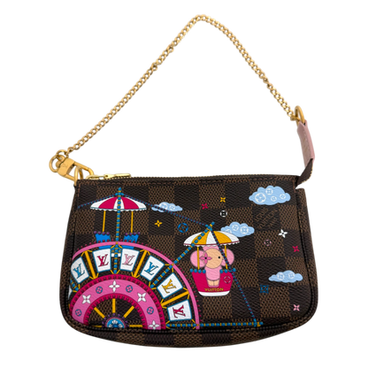 Louis Vuitton Pochette Accessoires Limited Edition Vivienne Xmas Damier Mini Clutch Louis Vuitton