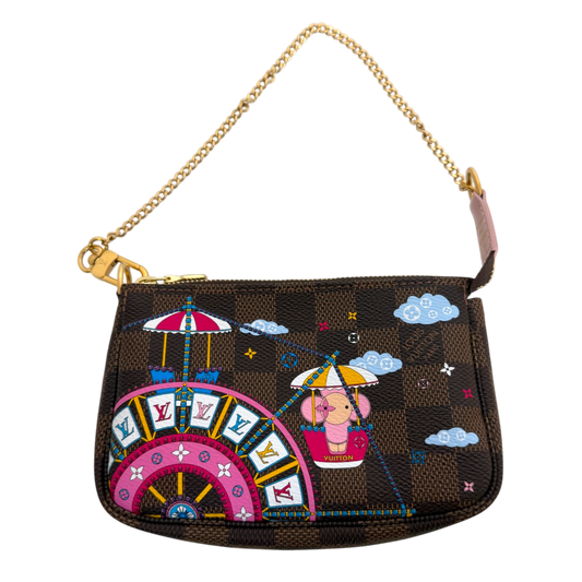 Louis Vuitton Pochette Accessoires Limited Edition Vivienne Xmas Damier Mini Clutch Louis Vuitton