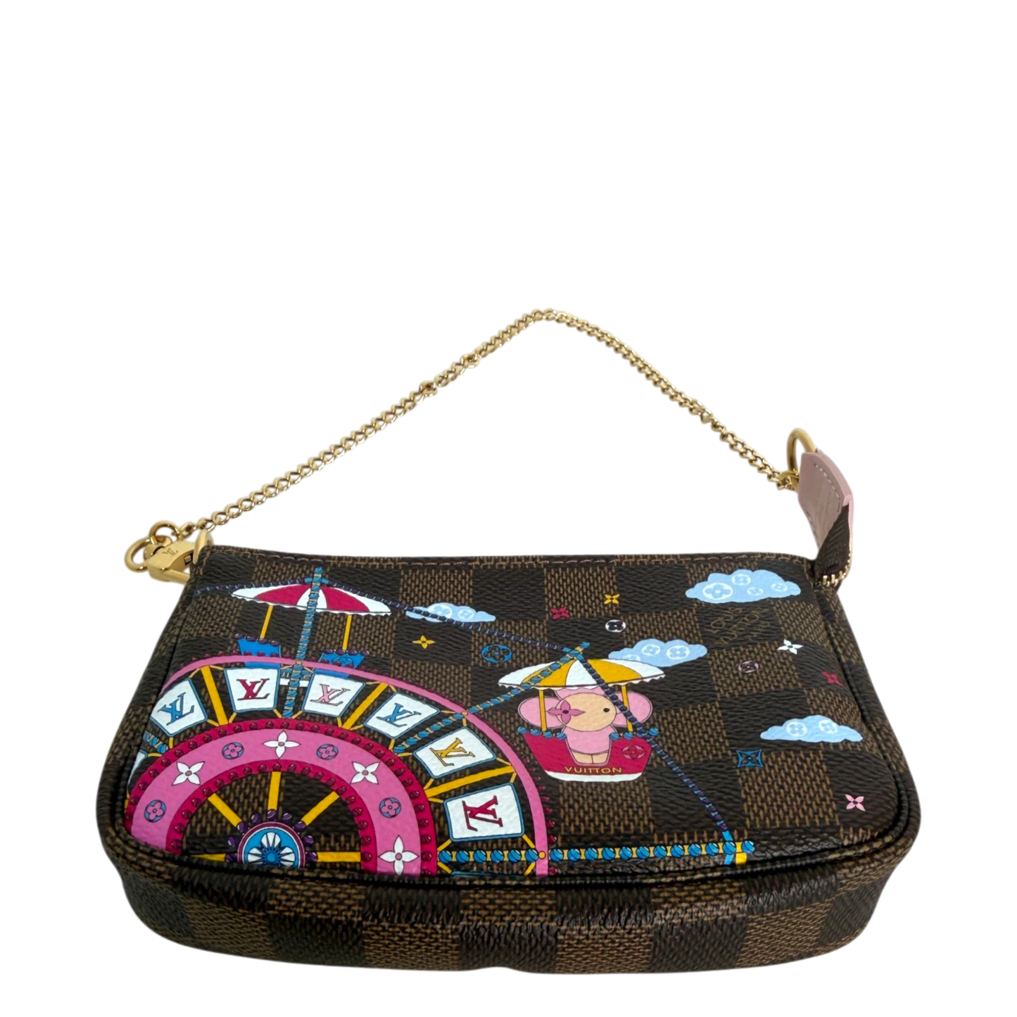 Louis Vuitton Pochette Accessoires Limited Edition Vivienne Xmas Damier Mini Clutch Louis Vuitton