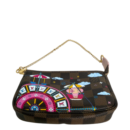 Louis Vuitton Pochette Accessoires Limited Edition Vivienne Xmas Damier Mini Clutch Louis Vuitton