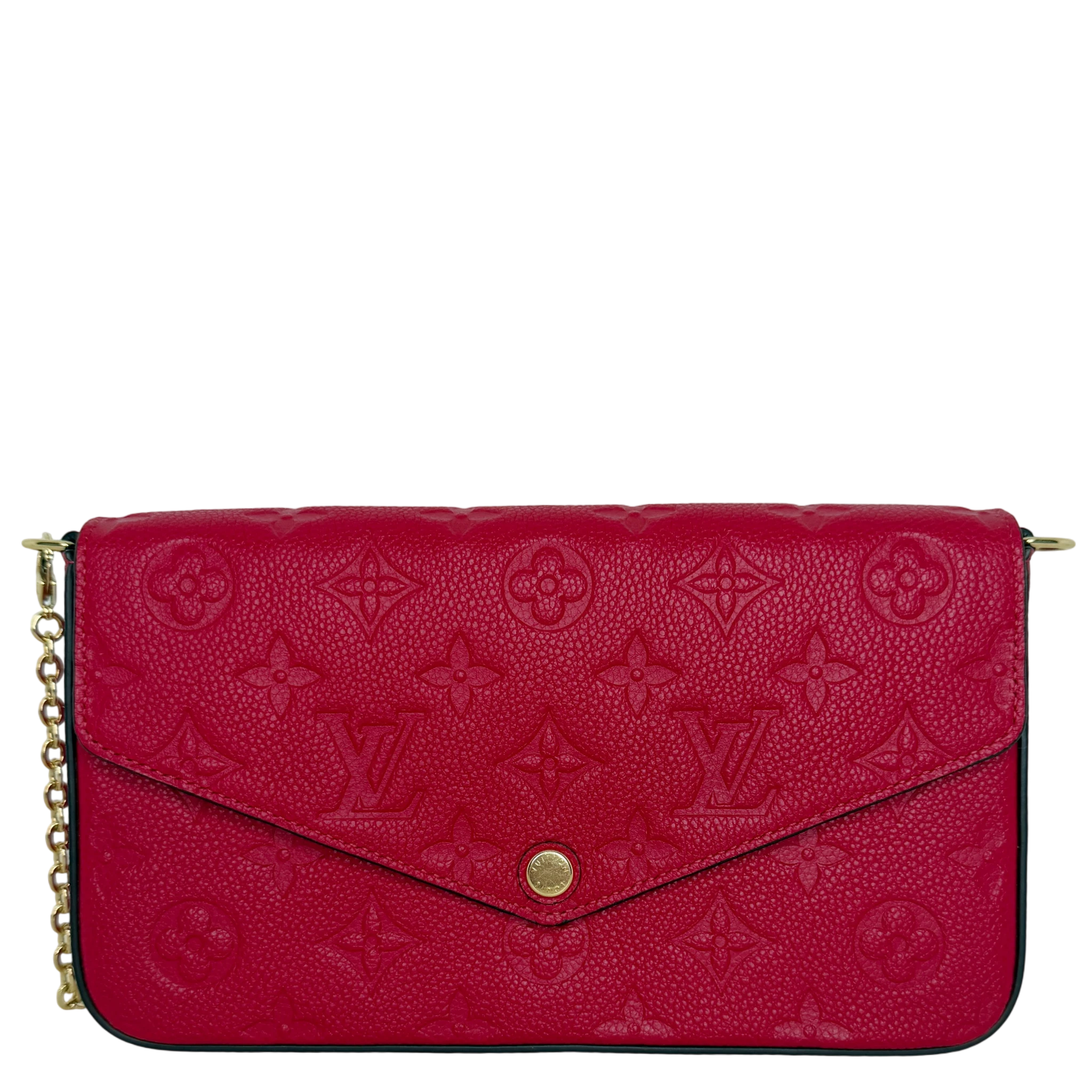 Louis Vuitton Pochette Félicie Monogram Empreinte Scarlet Rot Gold Louis Vuitton