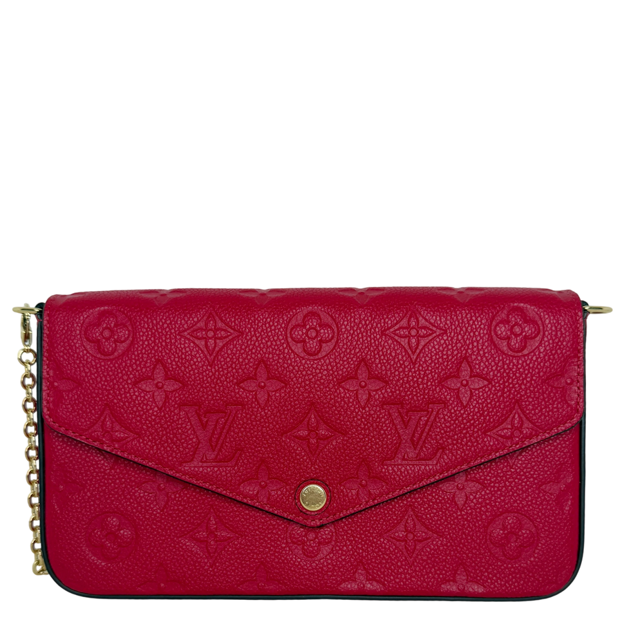 Louis Vuitton Pochette Félicie Monogram Empreinte Scarlet Rot Gold