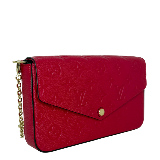 Louis Vuitton Pochette Félicie Monogram Empreinte Scarlet Rot Gold Louis Vuitton