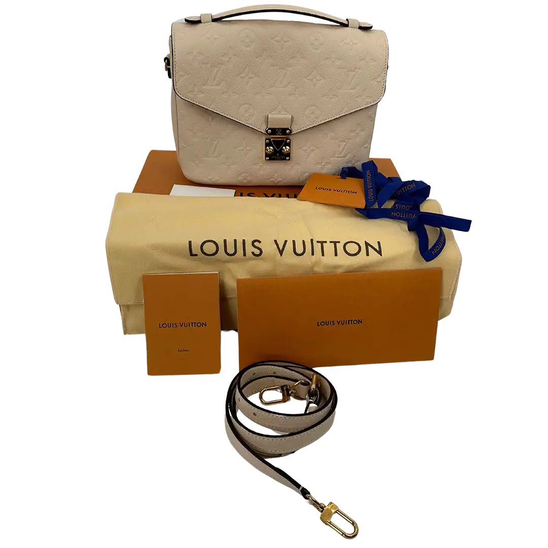 Louis Vuitton Pochette Métis Empreinte Leder Creme neuwertig / Fullset Louis Vuitton