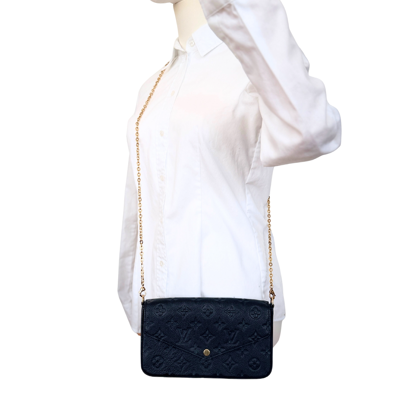 Louis Vuitton Félicie Pochette Empreinte Leder schwarz Fullset / sehr gut Louis Vuitton