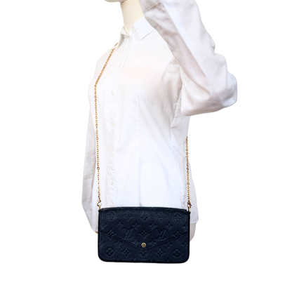 Louis Vuitton Félicie Pochette Empreinte Leder schwarz Fullset / sehr gut Louis Vuitton