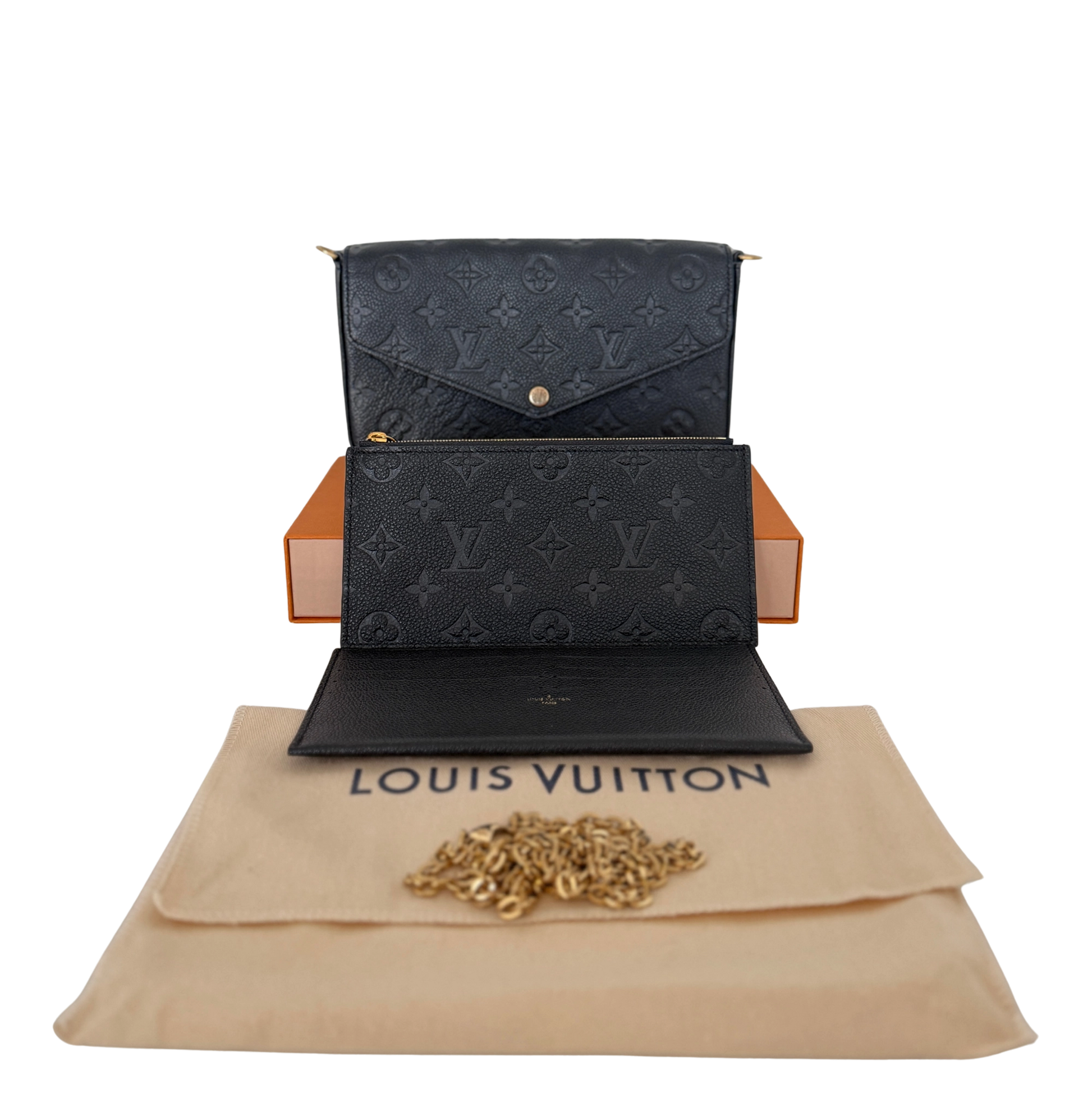 Louis Vuitton Félicie Pochette Empreinte Leder schwarz Fullset / sehr gut Louis Vuitton