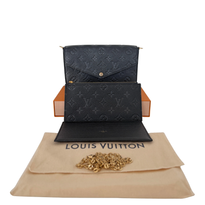 Louis Vuitton Félicie Pochette Empreinte Leder schwarz Fullset / sehr gut Louis Vuitton