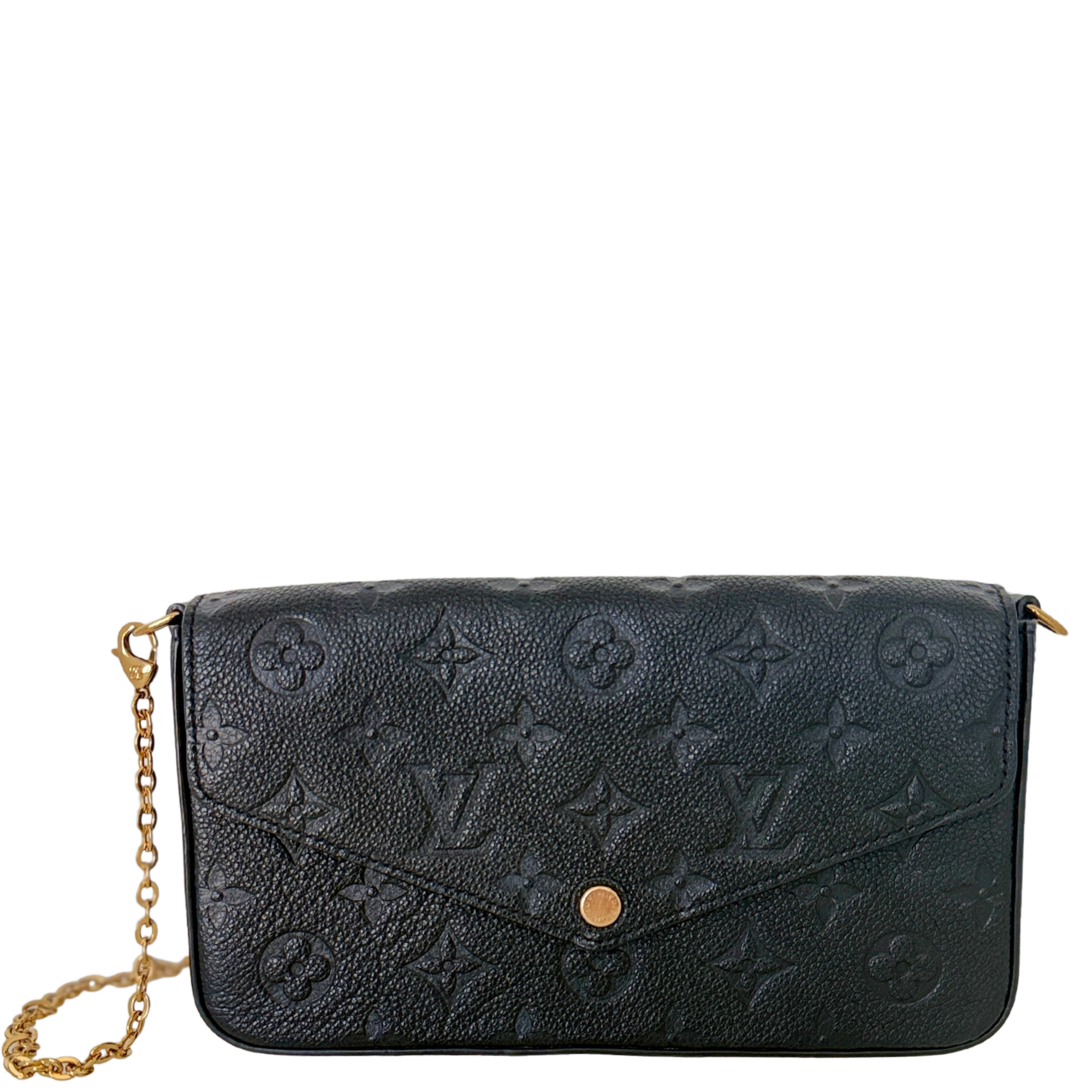 Louis Vuitton Félicie Pochette Empreinte Leder schwarz Fullset / sehr gut Louis Vuitton