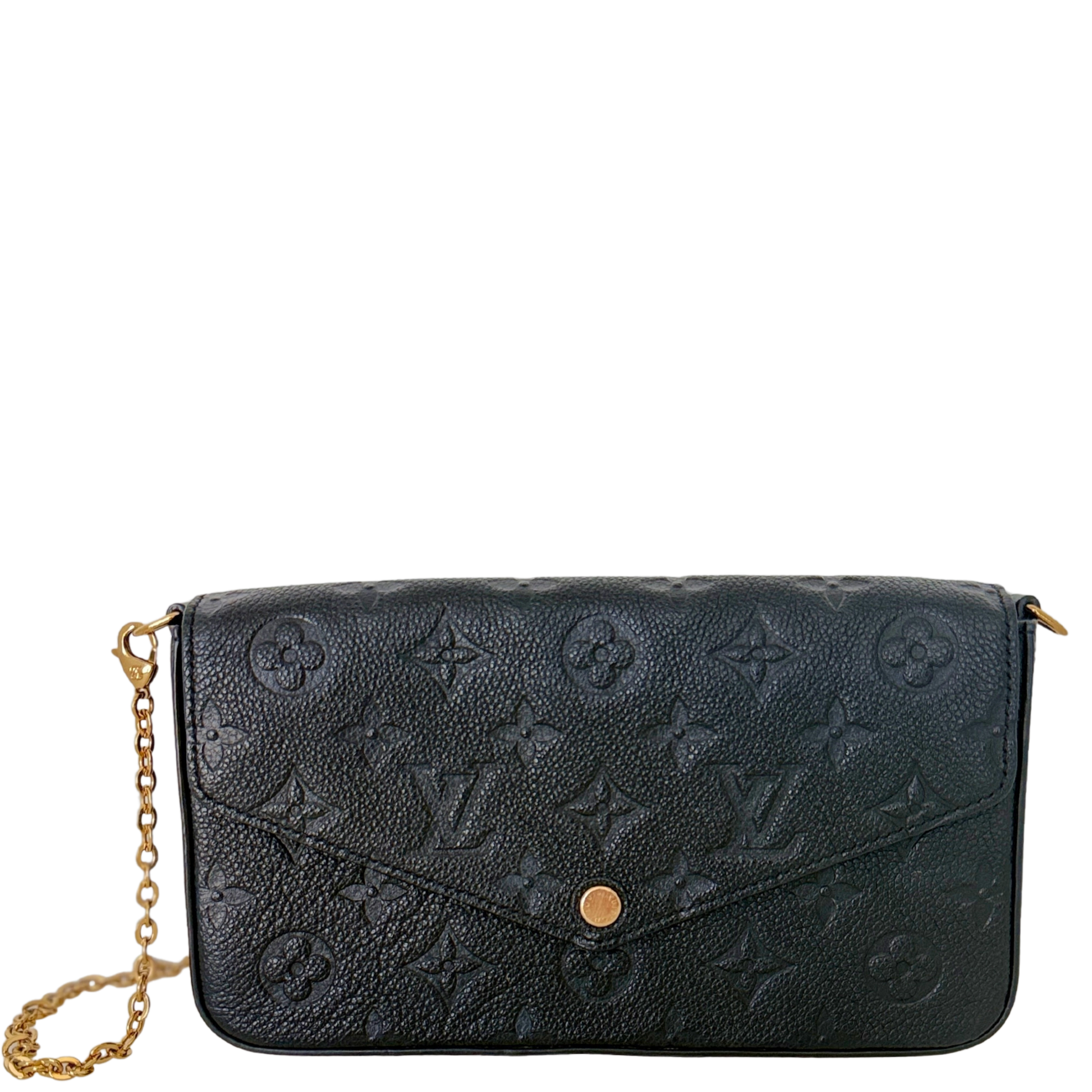 Louis Vuitton Félicie Pochette Empreinte Leder schwarz Fullset / sehr gut Louis Vuitton