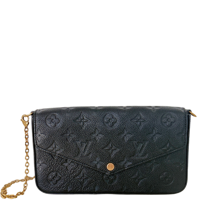 Louis Vuitton Félicie Pochette Empreinte Leder schwarz Fullset / sehr gut Louis Vuitton