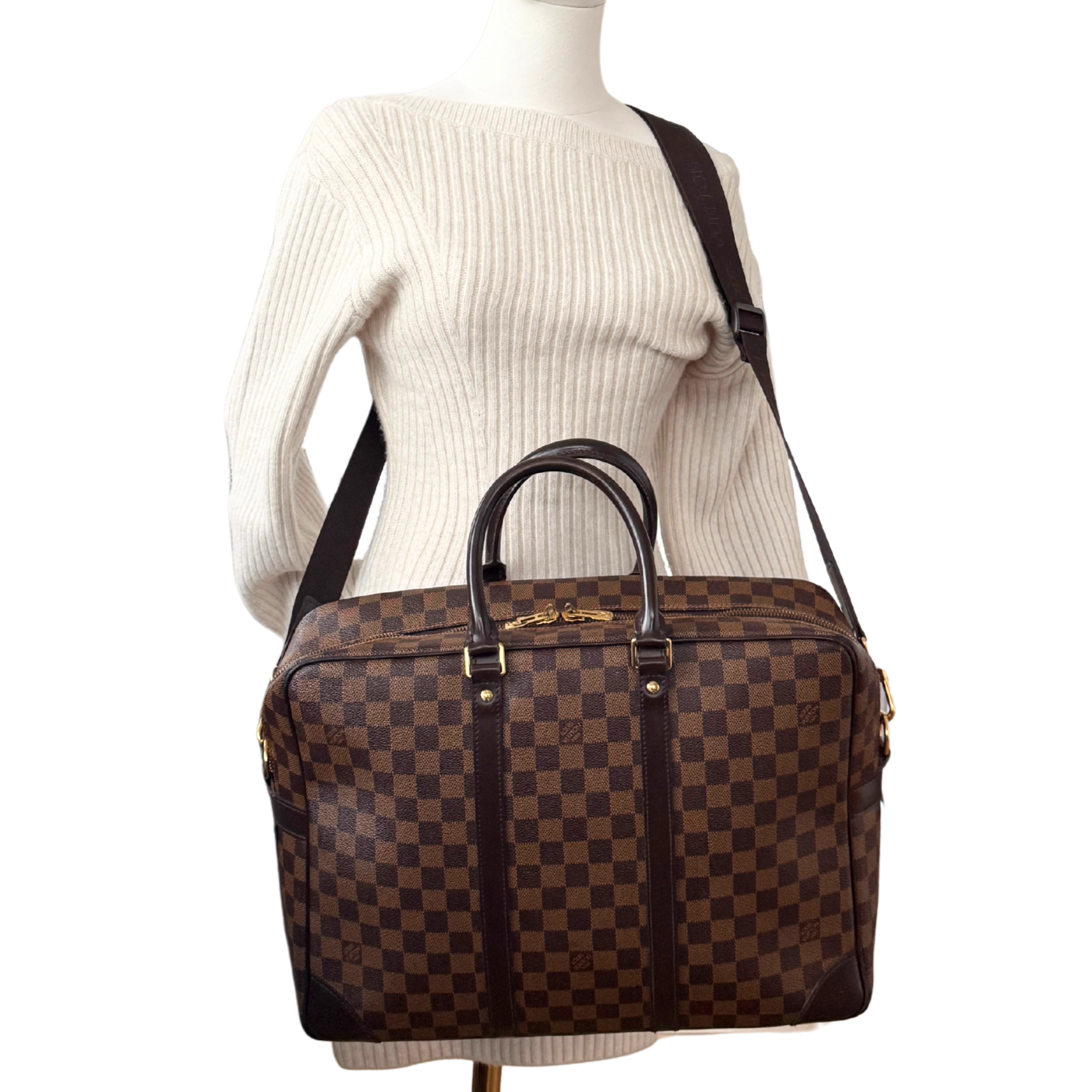 Louis Vuittons Porte Documents Voyage GM Damier Ebene Braun / gut Louis Vuitton