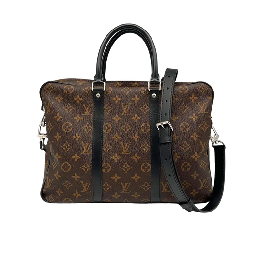 Louis Vuitton Porte Documents Voyage Monogram Macassar PM braun / sehr gut Louis Vuitton